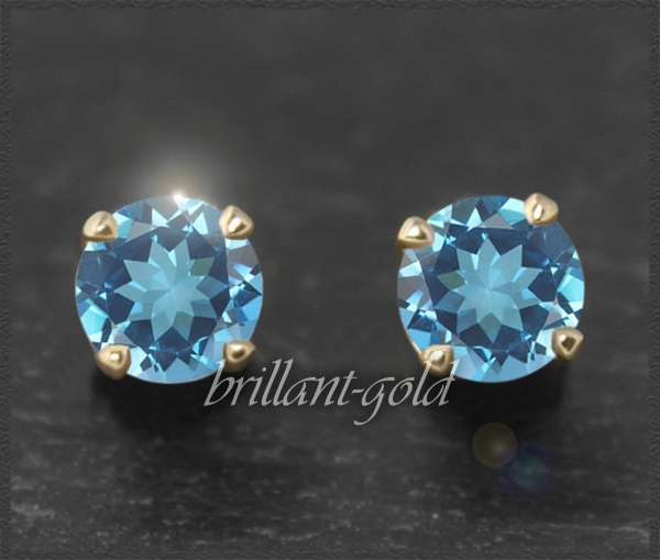 Preview: Ohrstecker 585 Gold Topas blau 4,5,6,7mm